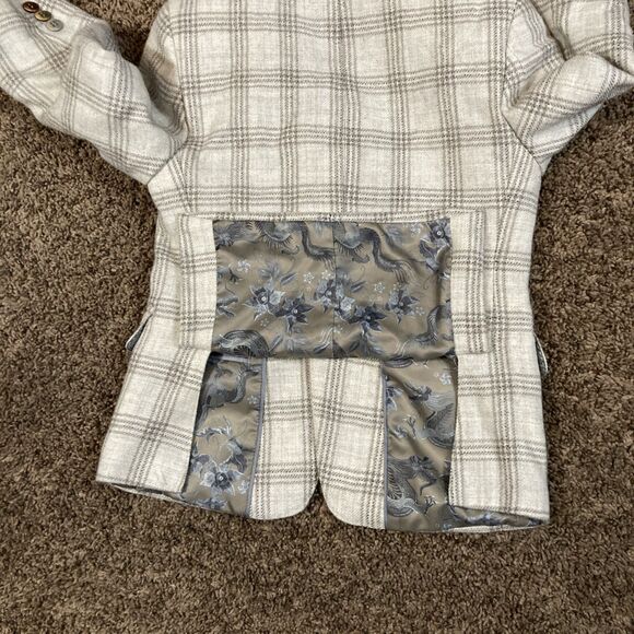 Tallia Boys Size 8 R Tan Plaid Wool Blazer Jacket Button Closure Plaid Coat - Picture 7 of 11